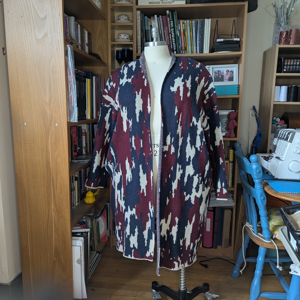 Knox Rose Burgundy and White Cardigan